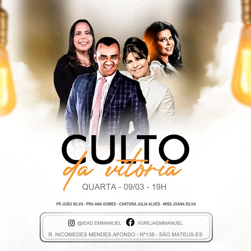 Culto da Vitória | Eventos | Arte para Igreja Editável no Canva | Feed Culto da Vitória | Eventos | Arte para Igreja Editável no Canva | Feed