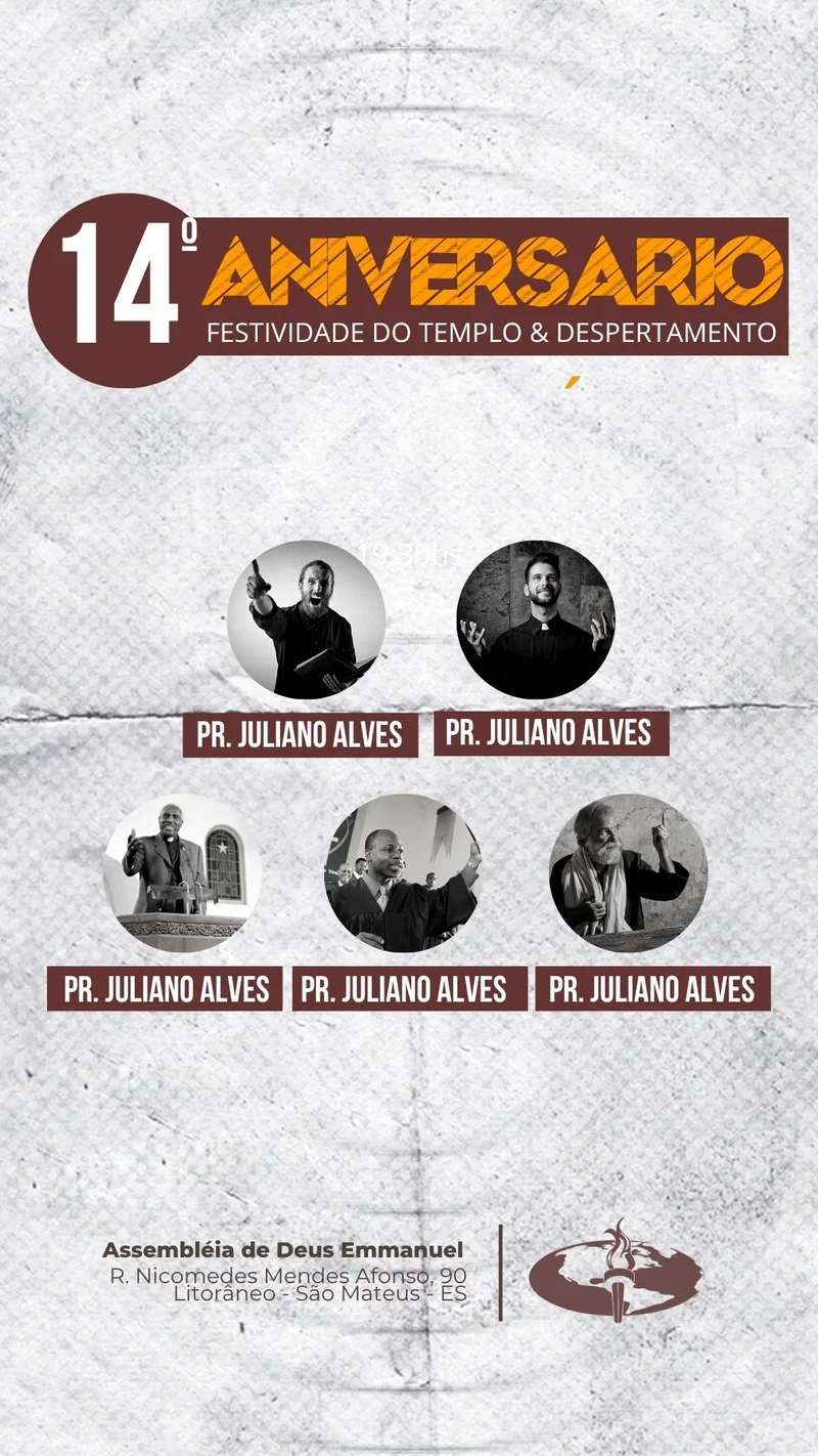 14º Aniversário do Templo & Festividade de Despertamento | Eventos | Arte para Igreja Editável no Canva | Story 14º Aniversário do Templo & Festividade de Despertamento | Eventos | Arte para Igreja Editável no Canva | Story