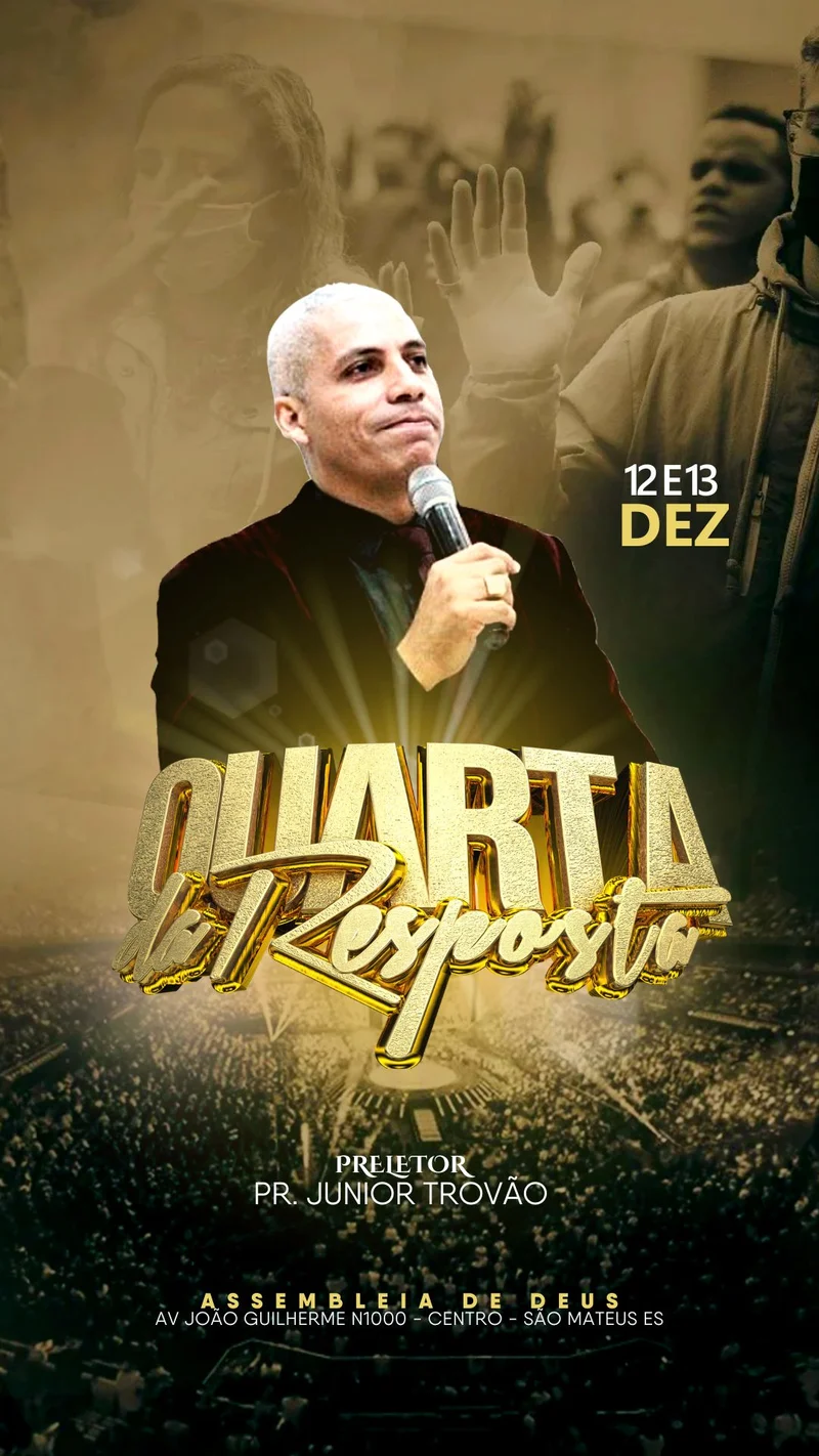 Quarta de Resposta – Culto de Milagres | Eventos | Arte para Igreja Editável no Canva | Story Quarta de Resposta – Culto de Milagres | Eventos | Arte para Igreja Editável no Canva | Story