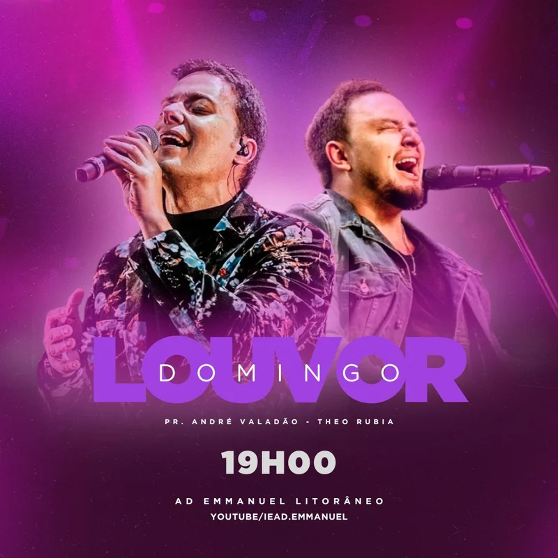 Domingo de Louvor e Adoração | Eventos | Arte para Igreja Editável no Canva | Feed Domingo de Louvor e Adoração | Eventos | Arte para Igreja Editável no Canva | Feed
