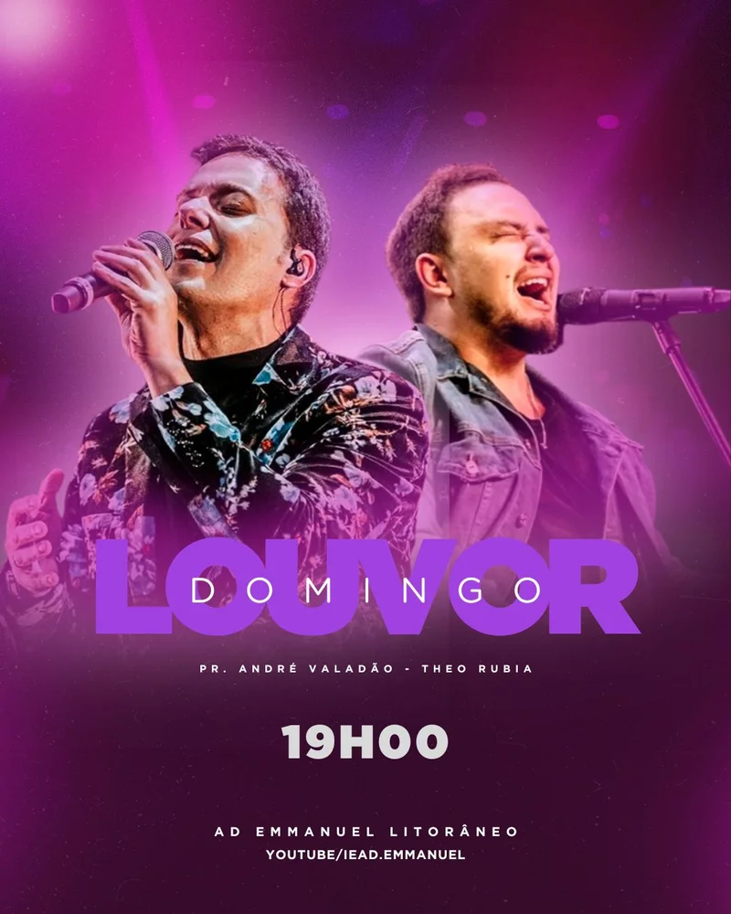 Domingo de Louvor e Adoração | Eventos | Arte para Igreja Editável no Canva | Cartaz Domingo de Louvor e Adoração | Eventos | Arte para Igreja Editável no Canva | Cartaz