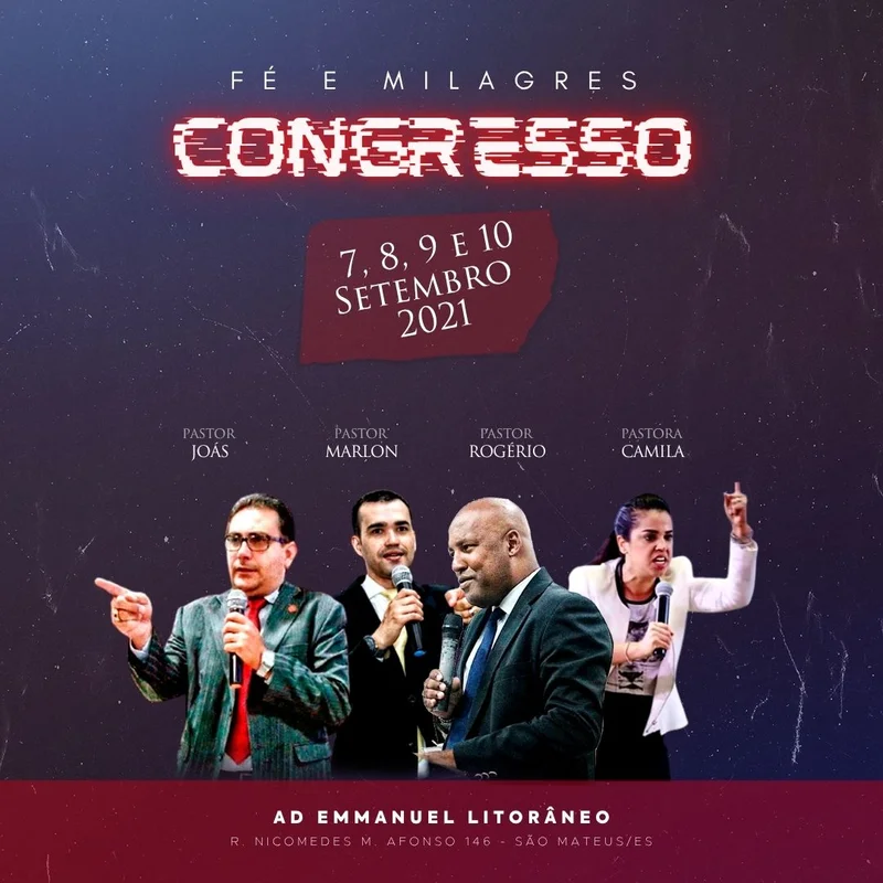 Congresso Fé e Milagres na Igreja | Eventos | Arte para Igreja Editável no Canva | Feed Congresso Fé e Milagres na Igreja | Eventos | Arte para Igreja Editável no Canva | Feed