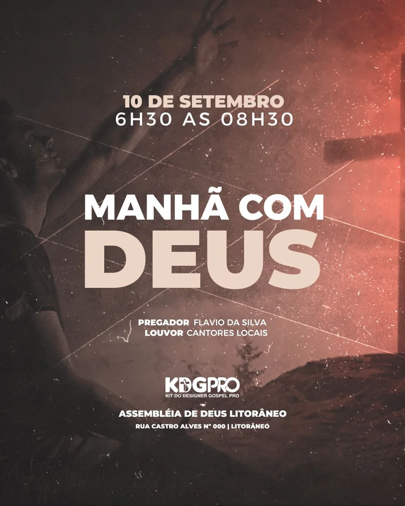 Manhã com Deus - Renovação e Propósito Diário | Eventos | Arte para Igreja Editável no Canva | Cartaz Manhã com Deus - Renovação e Propósito Diário | Eventos | Arte para Igreja Editável no Canva | Cartaz