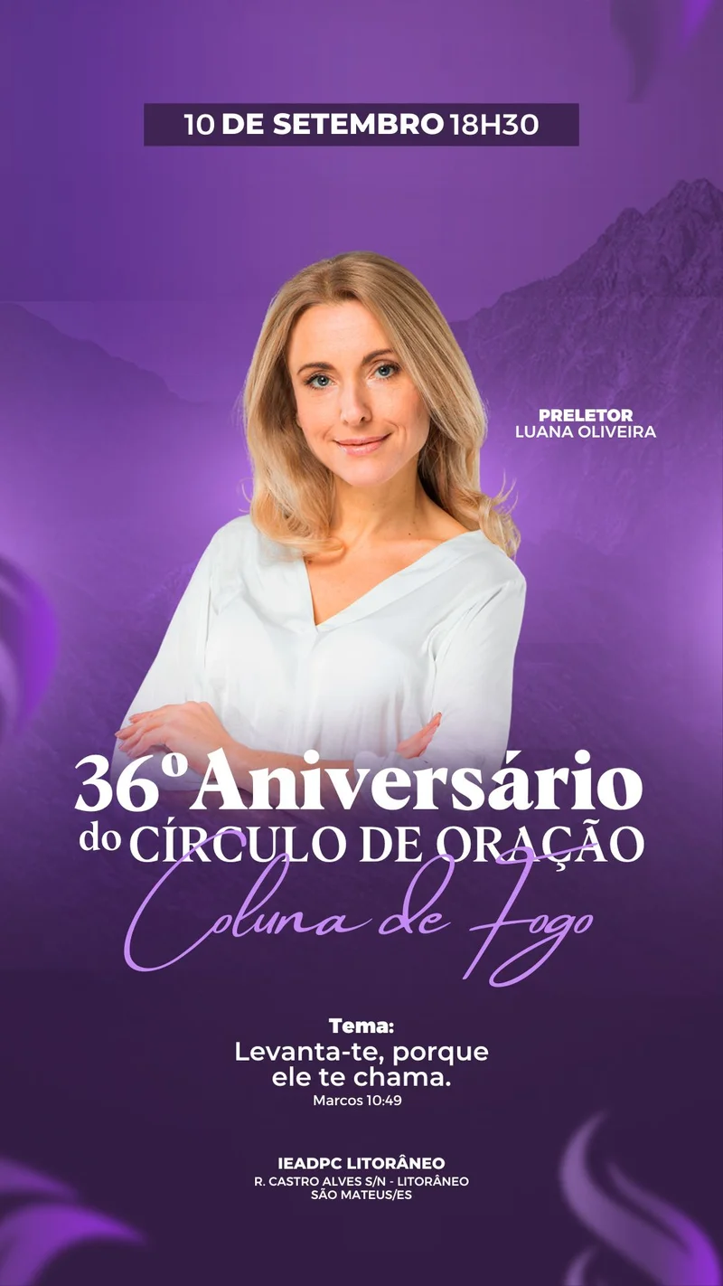 36º Aniversário Círculo de Oração - Herança de Fé e Vitórias | Eventos | Arte para Igreja Editável no Canva | Story 36º Aniversário Círculo de Oração - Herança de Fé e Vitórias | Eventos | Arte para Igreja Editável no Canva | Story