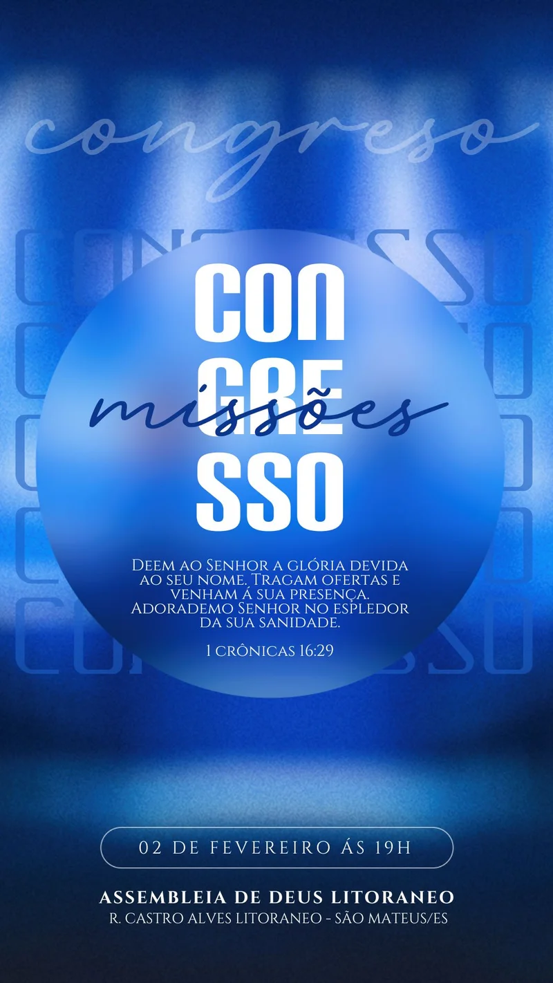 Evento Cristão – Congresso de Missões | Eventos | Arte para Igreja Editável no Canva | Story Evento Cristão – Congresso de Missões | Eventos | Arte para Igreja Editável no Canva | Story