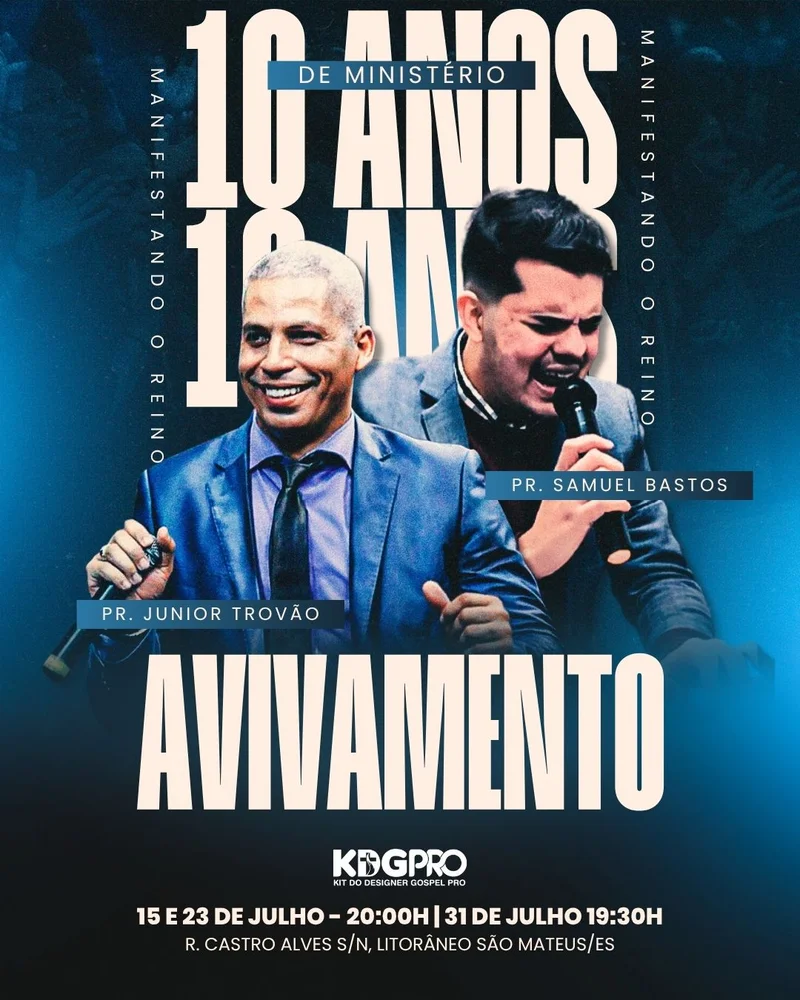 10 Anos de Ministério – Aviva Brasil | Eventos | Arte para Igreja Editável no Canva | Cartaz 10 Anos de Ministério – Aviva Brasil | Eventos | Arte para Igreja Editável no Canva | Cartaz