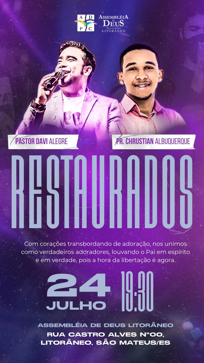 Restaurados – Evento de Restauração | Eventos | Arte para Igreja Editável no Canva | Story Restaurados – Evento de Restauração | Eventos | Arte para Igreja Editável no Canva | Story