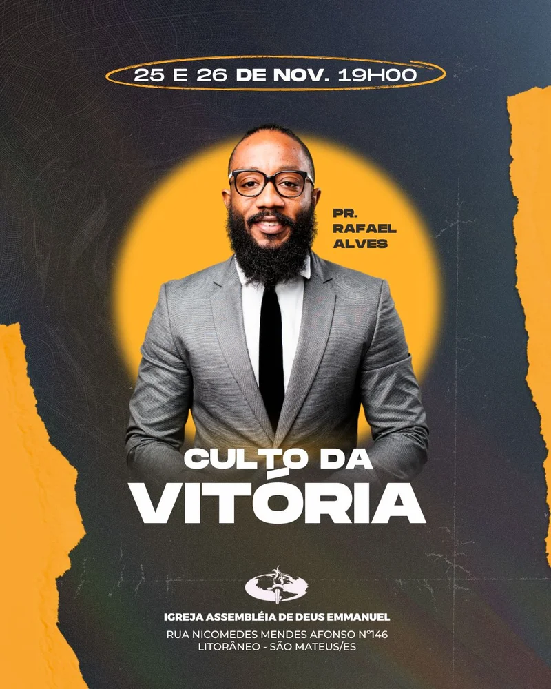 Culto da Vitória – Evento com Pastor | Eventos | Arte para Igreja Editável no Canva | Cartaz Culto da Vitória – Evento com Pastor | Eventos | Arte para Igreja Editável no Canva | Cartaz