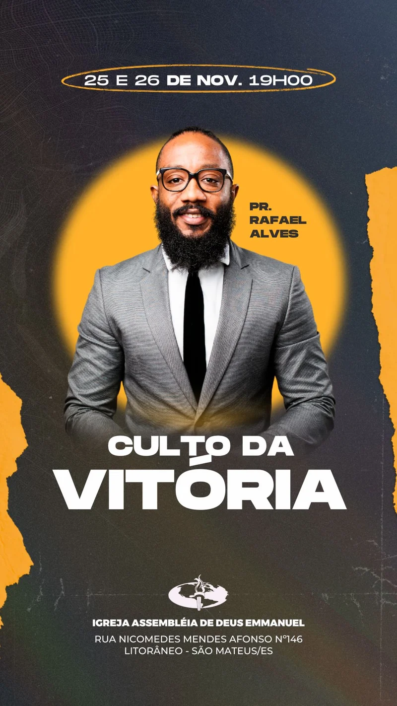 Culto da Vitória – Evento com Pastor | Eventos | Arte para Igreja Editável no Canva | Story Culto da Vitória – Evento com Pastor | Eventos | Arte para Igreja Editável no Canva | Story