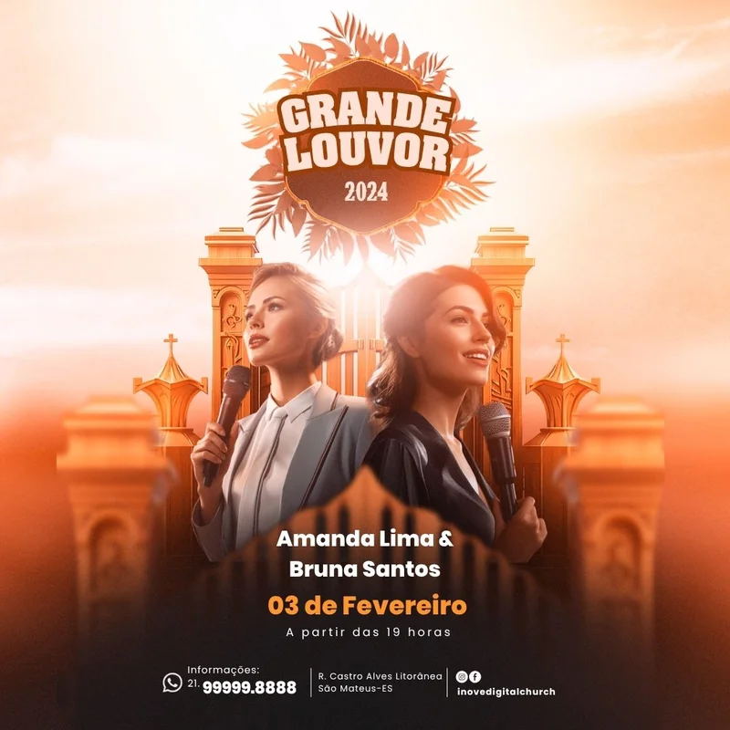Grande Evento de Louvor – Adoração e Celebração Gospel | Eventos | Arte para Igreja Editável no Canva | Feed Grande Evento de Louvor – Adoração e Celebração Gospel | Eventos | Arte para Igreja Editável no Canva | Feed