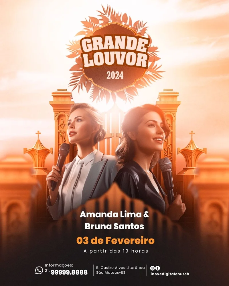 Grande Evento de Louvor – Adoração e Celebração Gospel | Eventos | Arte para Igreja Editável no Canva | Cartaz Grande Evento de Louvor – Adoração e Celebração Gospel | Eventos | Arte para Igreja Editável no Canva | Cartaz
