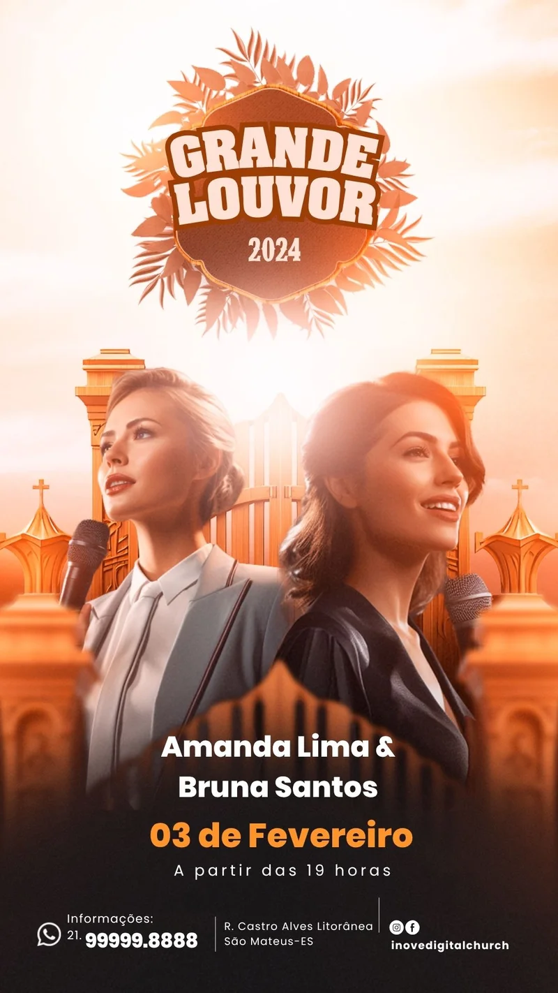 Grande Evento de Louvor – Adoração e Celebração Gospel | Eventos | Arte para Igreja Editável no Canva | Story Grande Evento de Louvor – Adoração e Celebração Gospel | Eventos | Arte para Igreja Editável no Canva | Story