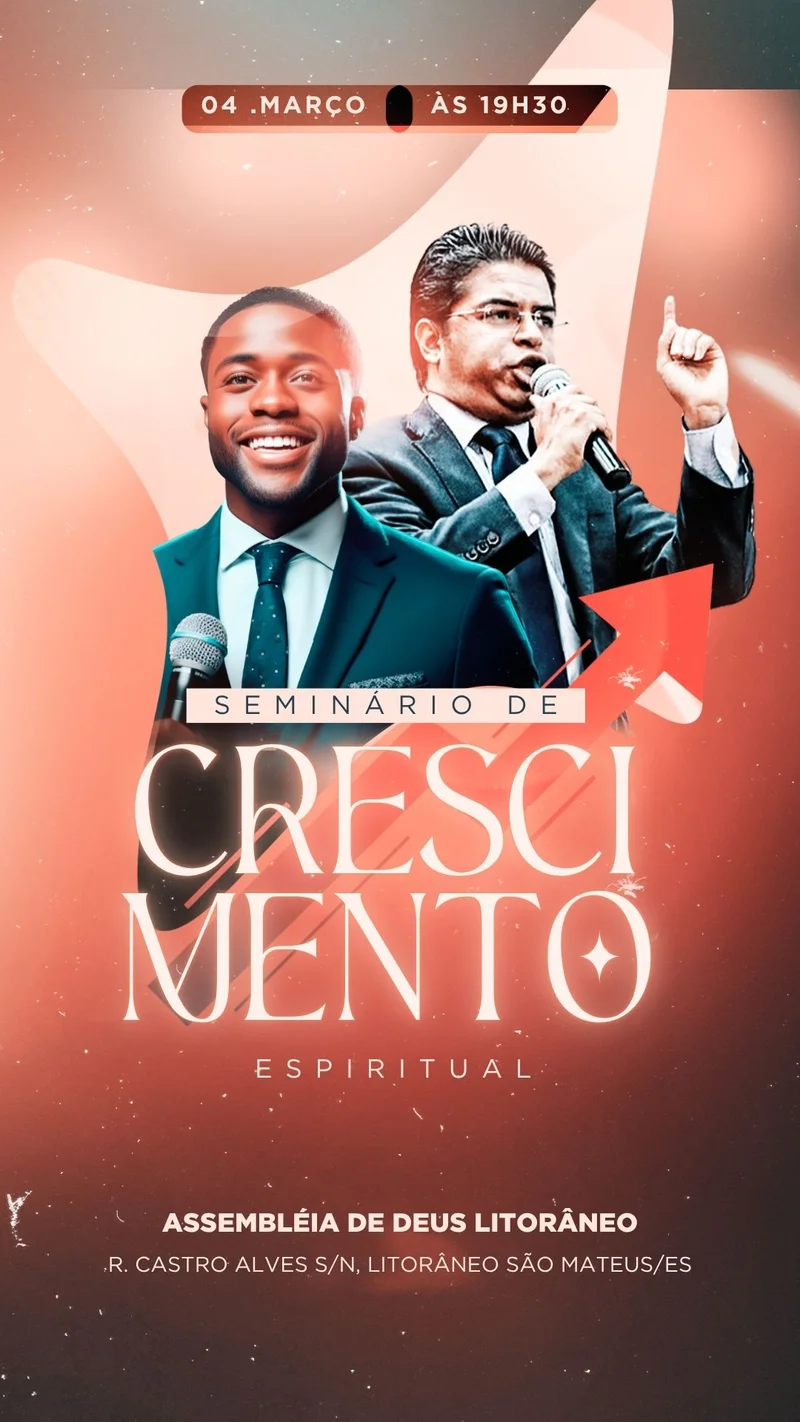 Seminário de Crescimento Espiritual – Evento de Aprimoramento Cristão | Eventos | Arte para Igreja Editável no Canva | Story Seminário de Crescimento Espiritual – Evento de Aprimoramento Cristão | Eventos | Arte para Igreja Editável no Canva | Story