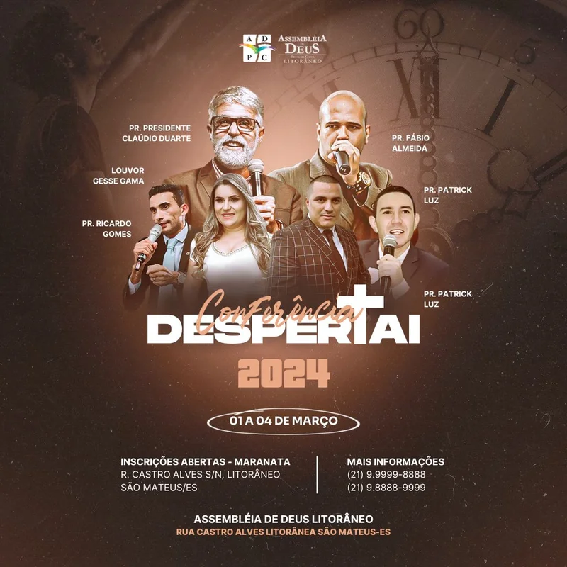 Conferência Despertai – Grande Evento de Avivamento | Eventos | Arte para Igreja Editável no Canva | Feed Conferência Despertai – Grande Evento de Avivamento | Eventos | Arte para Igreja Editável no Canva | Feed