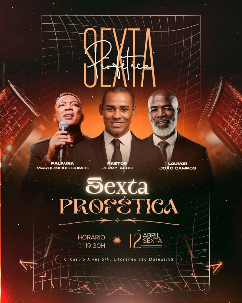 Sexta Profética – Evento Cristão | Eventos | Arte para Igreja Editável no Canva | Cartaz Sexta Profética – Evento Cristão | Eventos | Arte para Igreja Editável no Canva | Cartaz
