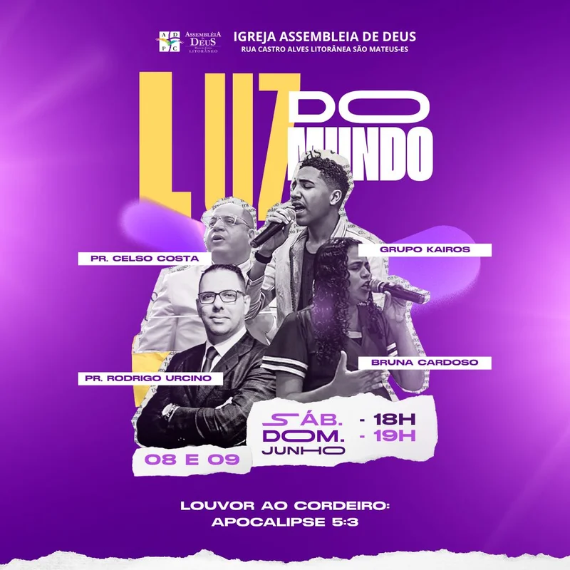 Evento Luz do Mundo – Culto de Louvor | Eventos | Arte para Igreja Editável no Canva | Feed Evento Luz do Mundo – Culto de Louvor | Eventos | Arte para Igreja Editável no Canva | Feed