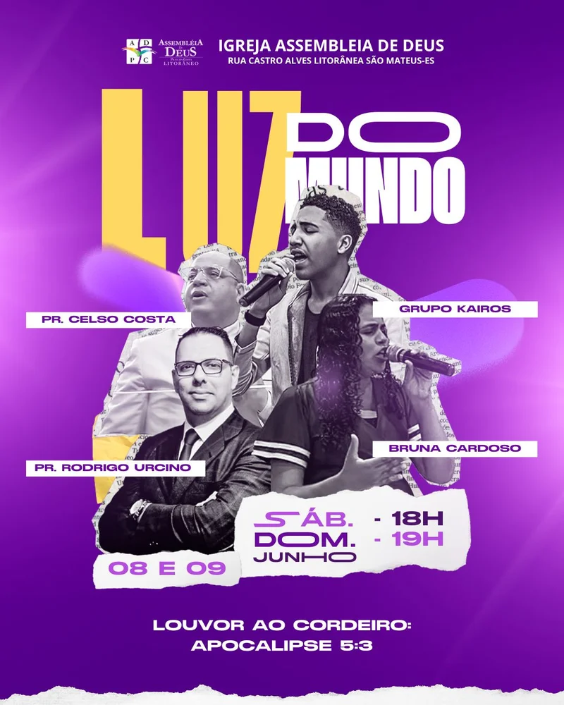 Evento Luz do Mundo – Culto de Louvor | Eventos | Arte para Igreja Editável no Canva | Cartaz Evento Luz do Mundo – Culto de Louvor | Eventos | Arte para Igreja Editável no Canva | Cartaz