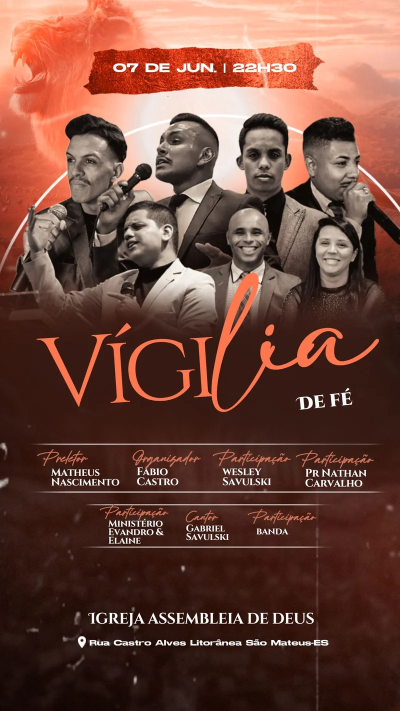 Vigília de Fé – Evento de Oração | Eventos | Arte para Igreja Editável no Canva | Story Vigília de Fé – Evento de Oração | Eventos | Arte para Igreja Editável no Canva | Story