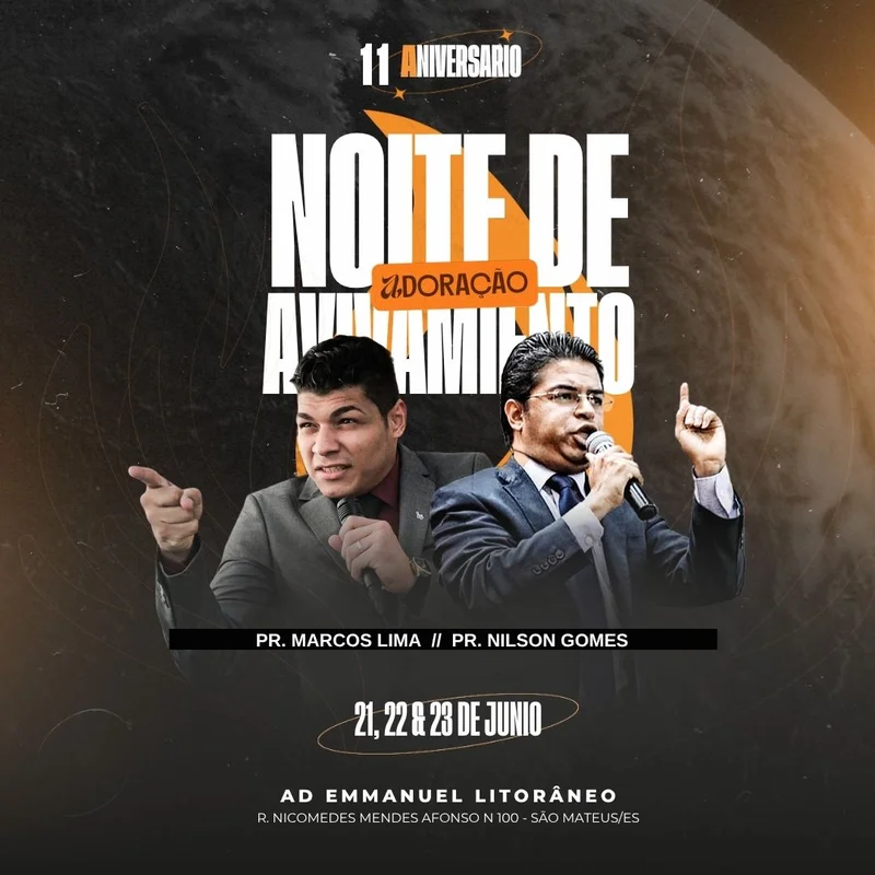 Noite de Avivamento – Aniversário da Igreja | Eventos | Arte para Igreja Editável no Canva | Feed Noite de Avivamento – Aniversário da Igreja | Eventos | Arte para Igreja Editável no Canva | Feed