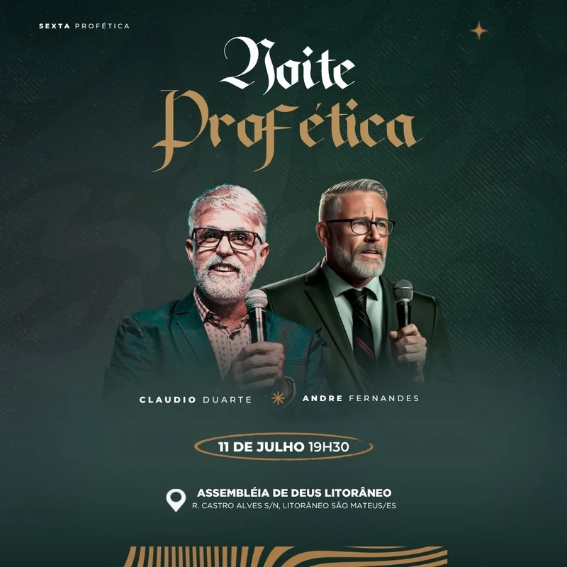 Noite Profética – Sexta Profética | Eventos | Arte para Igreja Editável no Canva | Feed Noite Profética – Sexta Profética | Eventos | Arte para Igreja Editável no Canva | Feed