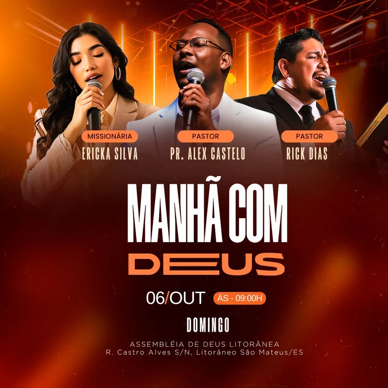 Manhã com Deus – Evento Cristão | Eventos | Arte para Igreja Editável no Canva | Feed Manhã com Deus – Evento Cristão | Eventos | Arte para Igreja Editável no Canva | Feed