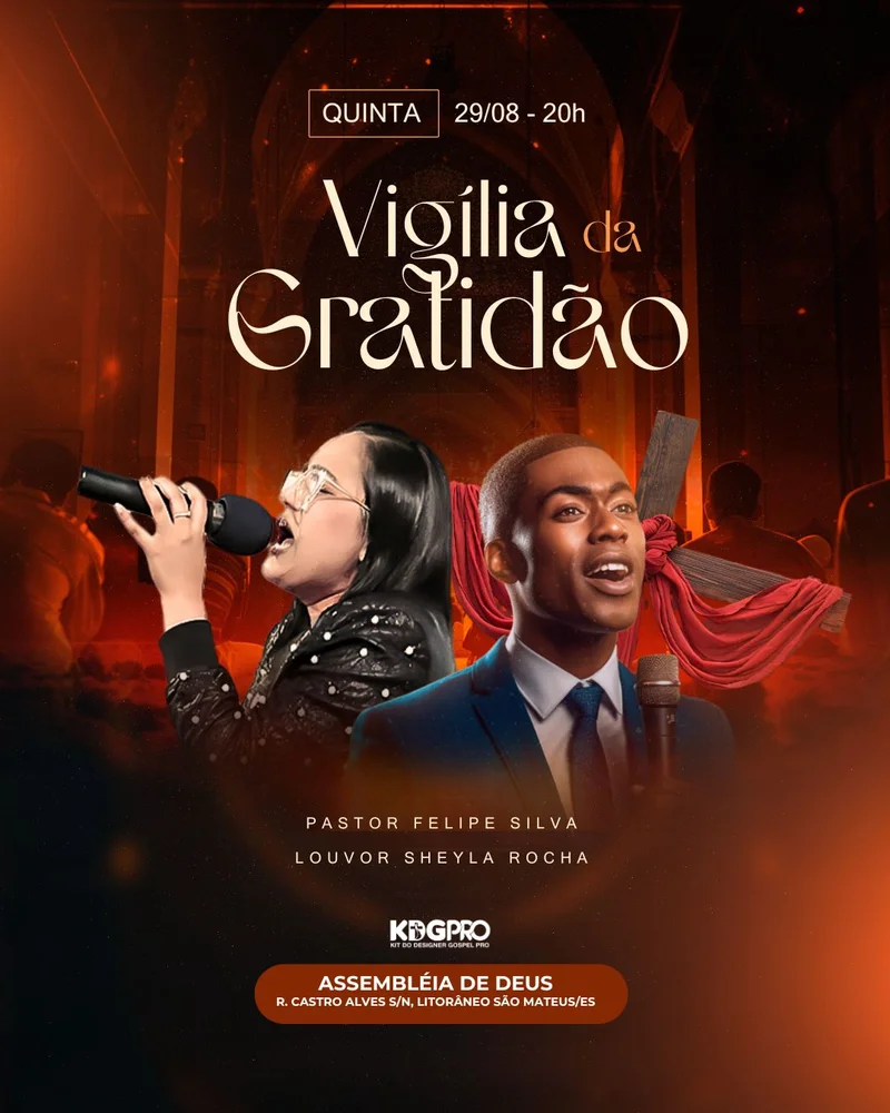 Vigília da Gratidão – para Evento de Oração | Eventos | Arte para Igreja Editável no Canva | Cartaz Vigília da Gratidão – para Evento de Oração | Eventos | Arte para Igreja Editável no Canva | Cartaz