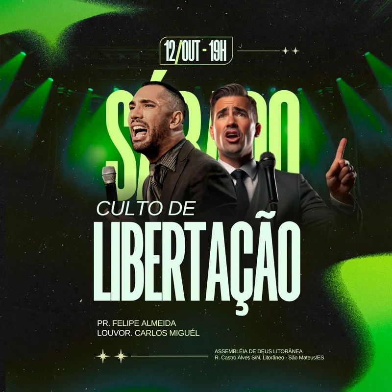 Culto de Libertação – para Evento Especial | Eventos | Arte para Igreja Editável no Canva | Feed Culto de Libertação – para Evento Especial | Eventos | Arte para Igreja Editável no Canva | Feed
