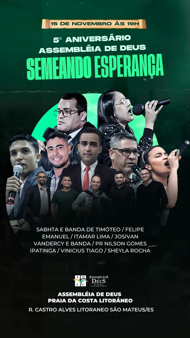 5º Aniversário Semeando Esperança – para Celebração da Igreja | Eventos | Arte para Igreja Editável no Canva | Story 5º Aniversário Semeando Esperança – para Celebração da Igreja | Eventos | Arte para Igreja Editável no Canva | Story