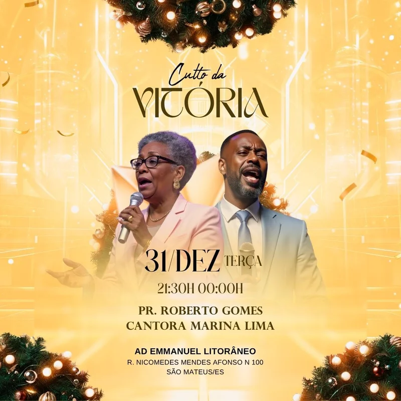 Culto da Vitória de Ano Novo – para Virada de Ano | Eventos | Arte para Igreja Editável no Canva | Feed Culto da Vitória de Ano Novo – para Virada de Ano | Eventos | Arte para Igreja Editável no Canva | Feed