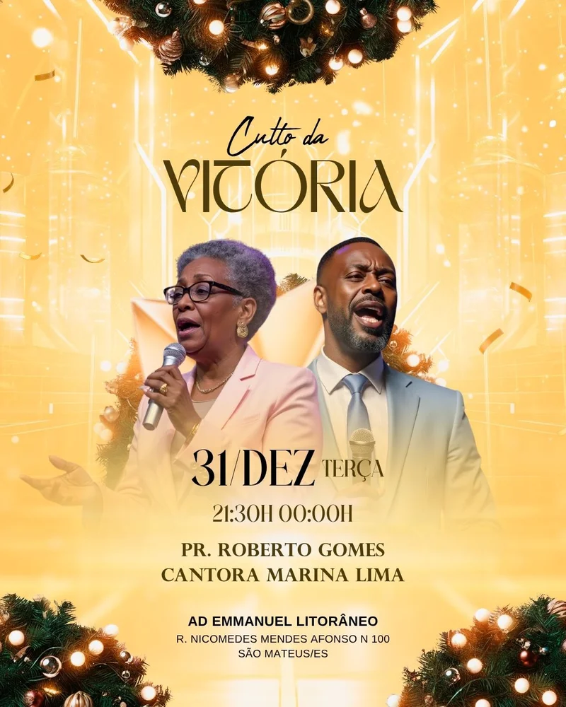 Culto da Vitória de Ano Novo – para Virada de Ano | Eventos | Arte para Igreja Editável no Canva | Cartaz Culto da Vitória de Ano Novo – para Virada de Ano | Eventos | Arte para Igreja Editável no Canva | Cartaz