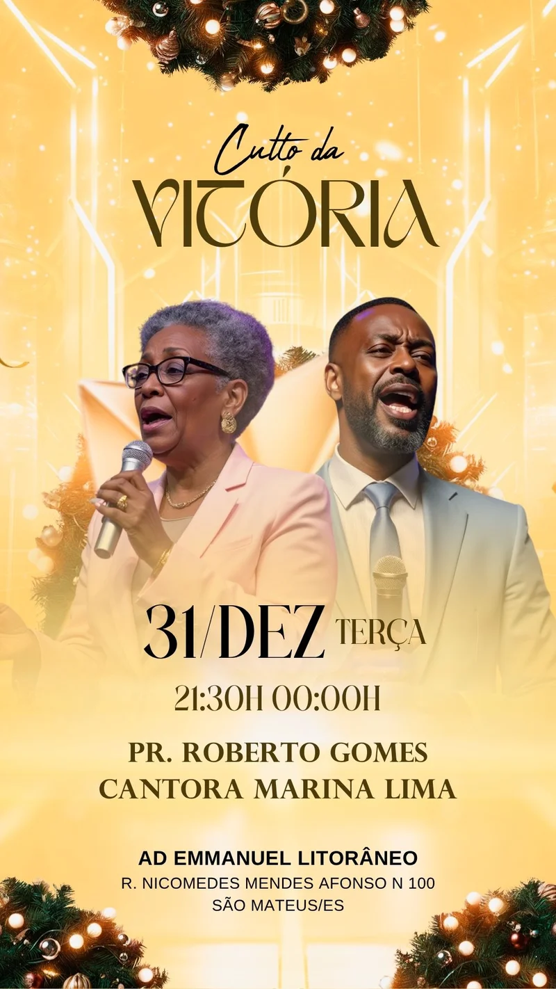 Culto da Vitória de Ano Novo – para Virada de Ano | Eventos | Arte para Igreja Editável no Canva | Story Culto da Vitória de Ano Novo – para Virada de Ano | Eventos | Arte para Igreja Editável no Canva | Story
