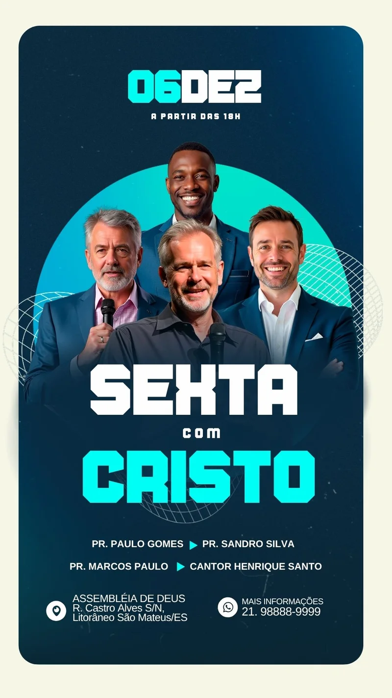 Sexta com Cristo – para Culto de Celebração | Eventos | Arte para Igreja Editável no Canva | Story Sexta com Cristo – para Culto de Celebração | Eventos | Arte para Igreja Editável no Canva | Story