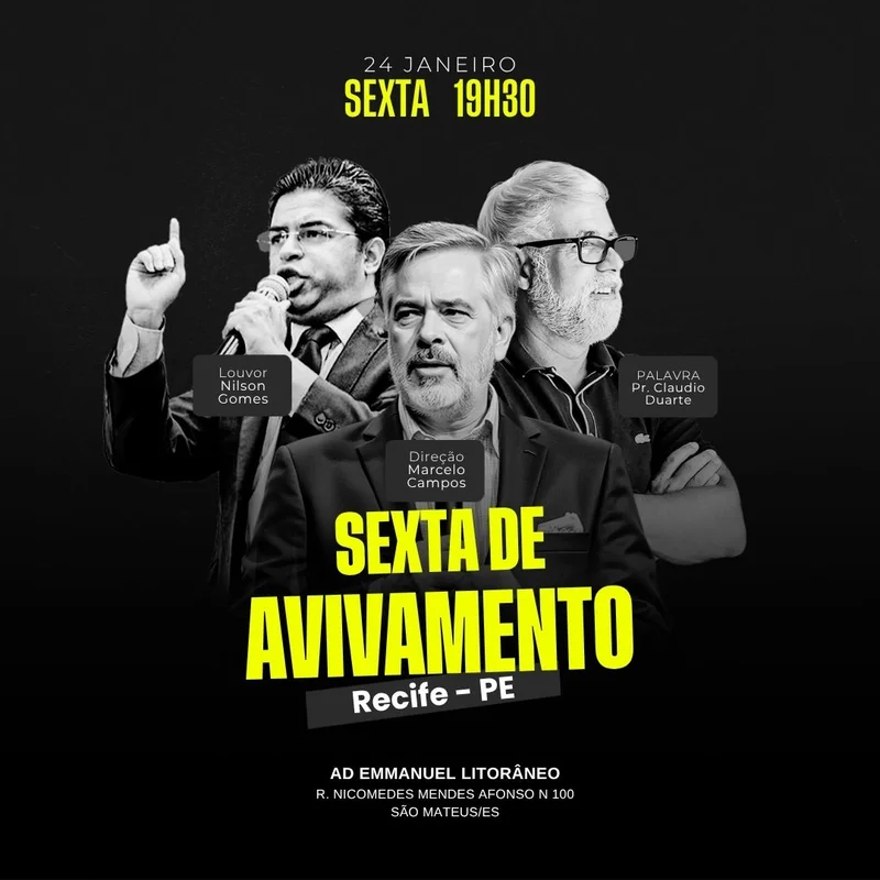 Sexta de Avivamento – Renovação Espiritual | Eventos | Arte para Igreja Editável no Canva | Feed Sexta de Avivamento – Renovação Espiritual | Eventos | Arte para Igreja Editável no Canva | Feed