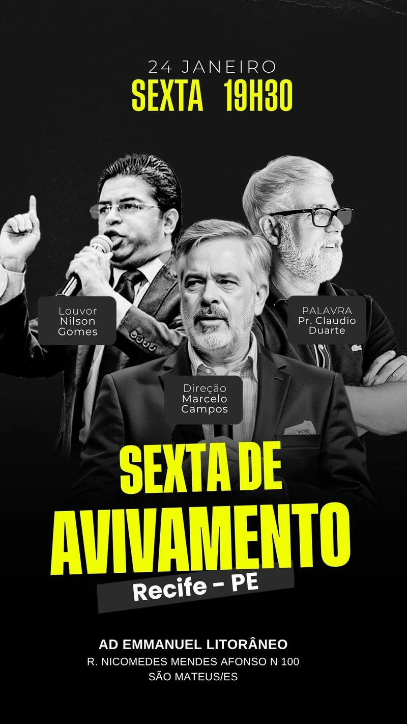 Sexta de Avivamento – Renovação Espiritual | Eventos | Arte para Igreja Editável no Canva | Story Sexta de Avivamento – Renovação Espiritual | Eventos | Arte para Igreja Editável no Canva | Story