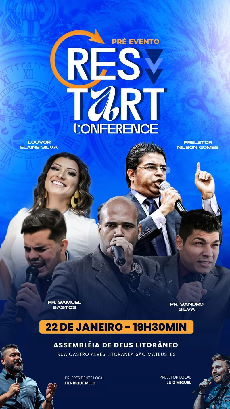 Restart Conference Pré-Evento – Avivamento e Restauração | Eventos | Arte para Igreja Editável no Canva | Story Restart Conference Pré-Evento – Avivamento e Restauração | Eventos | Arte para Igreja Editável no Canva | Story