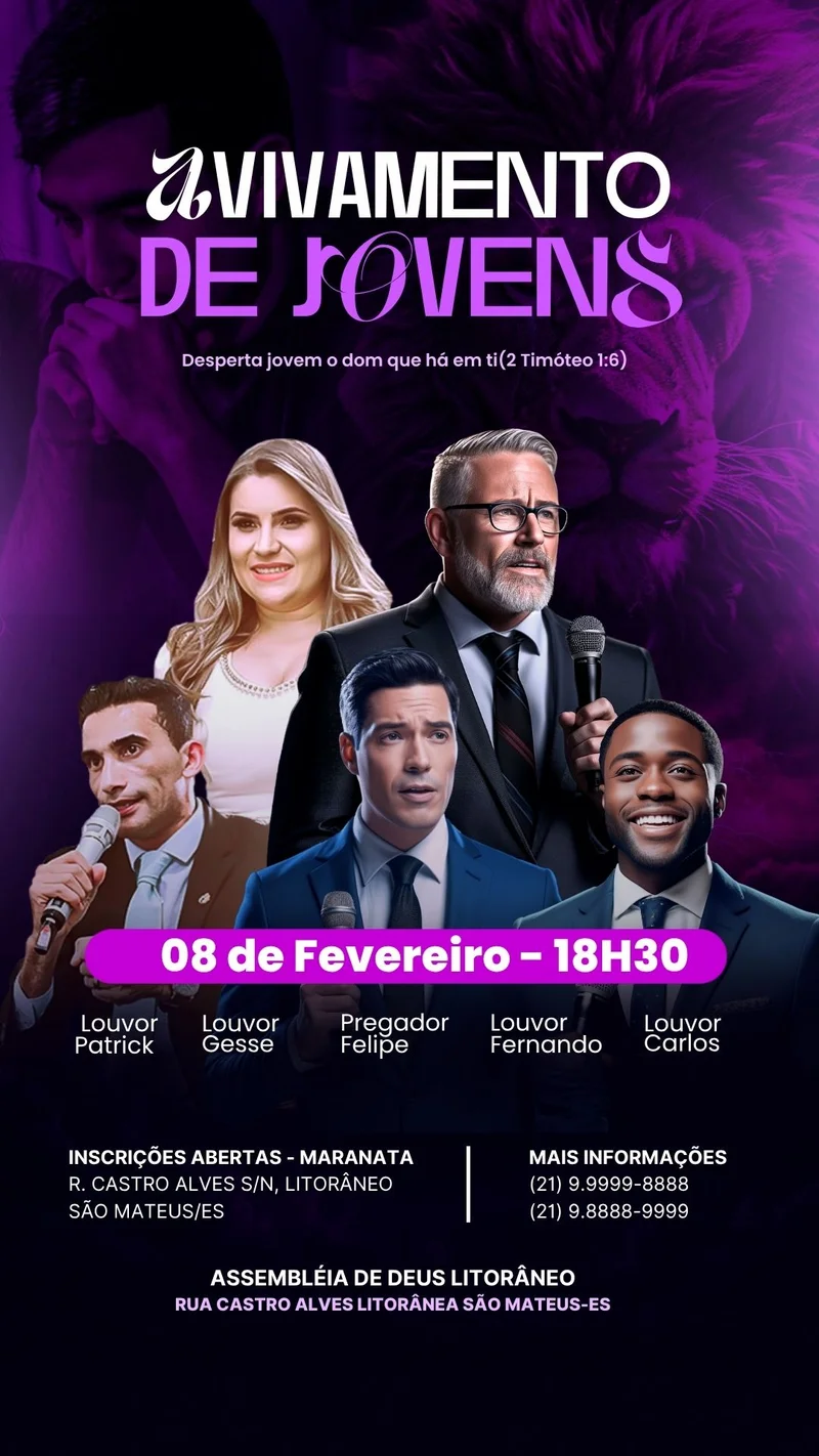 Avivamento de Jovens – para Encontro de Jovens | Eventos | Arte para Igreja Editável no Canva | Story Avivamento de Jovens – para Encontro de Jovens | Eventos | Arte para Igreja Editável no Canva | Story