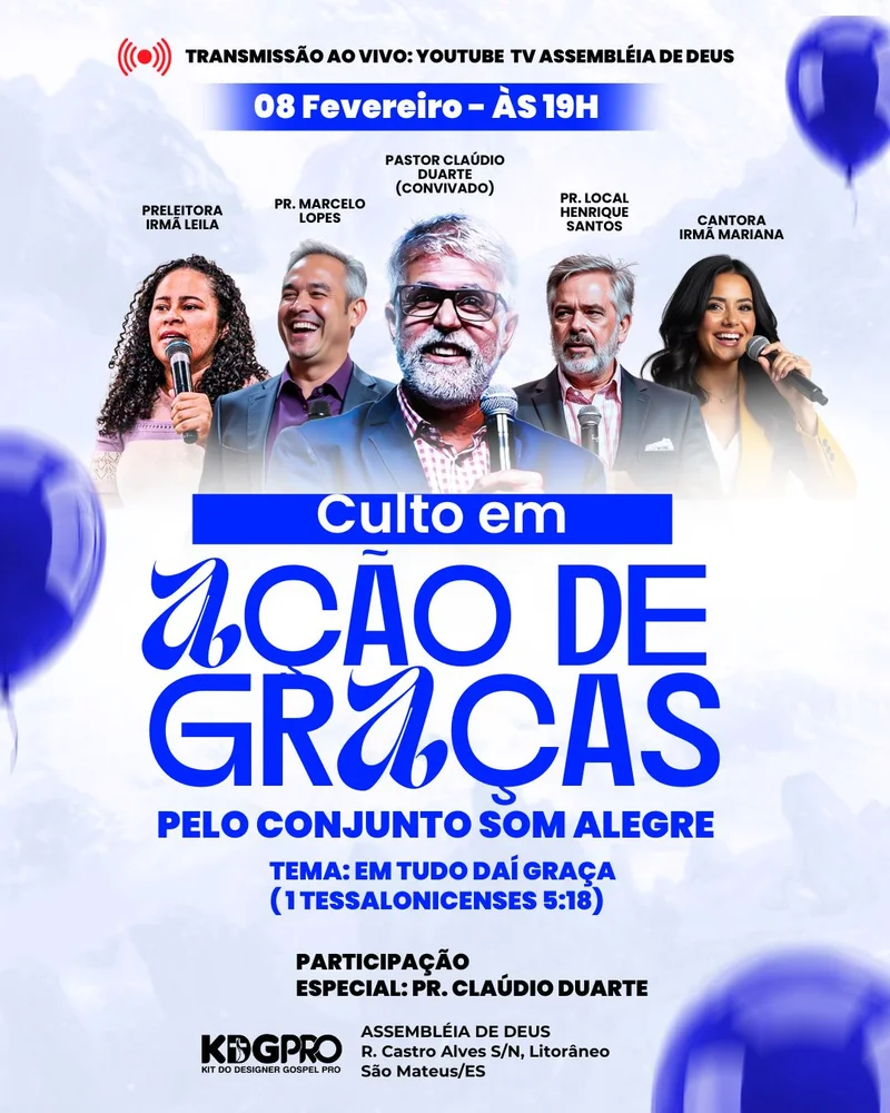 Culto em Ação de Graças – para Celebração Especial | Eventos | Arte para Igreja Editável no Canva | Cartaz Culto em Ação de Graças – para Celebração Especial | Eventos | Arte para Igreja Editável no Canva | Cartaz