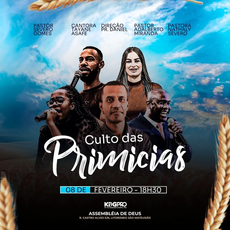 Culto das Primícias | Eventos | Arte para Igreja Editável no Canva | Feed Culto das Primícias | Eventos | Arte para Igreja Editável no Canva | Feed