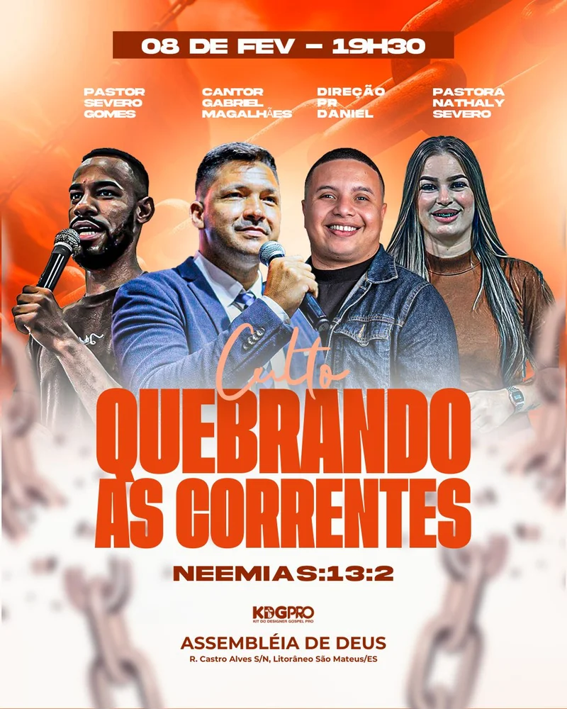 Quebrando as Correntes | Eventos | Arte para Igreja Editável no Canva | Cartaz Quebrando as Correntes | Eventos | Arte para Igreja Editável no Canva | Cartaz