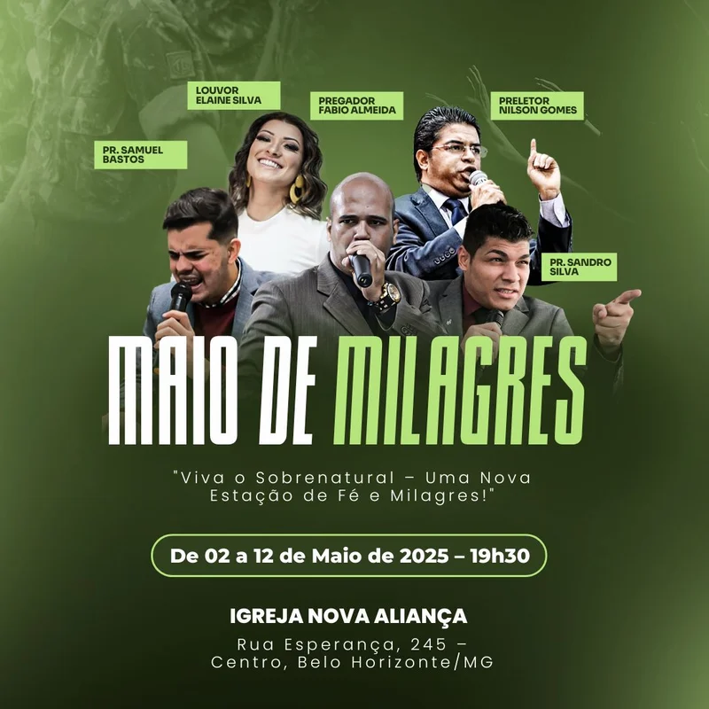 Maio de Milagres | Eventos | Arte para Igreja Editável no Canva | Feed Maio de Milagres | Eventos | Arte para Igreja Editável no Canva | Feed