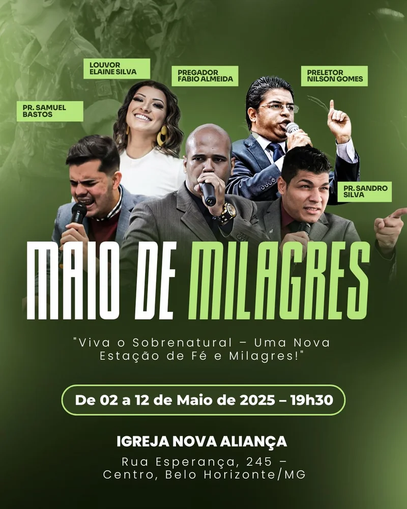 Maio de Milagres | Eventos | Arte para Igreja Editável no Canva | Cartaz Maio de Milagres | Eventos | Arte para Igreja Editável no Canva | Cartaz