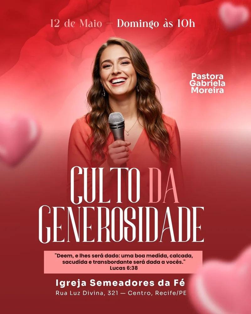 Culto da Generosidade | Eventos | Arte para Igreja Editável no Canva | Cartaz Culto da Generosidade | Eventos | Arte para Igreja Editável no Canva | Cartaz