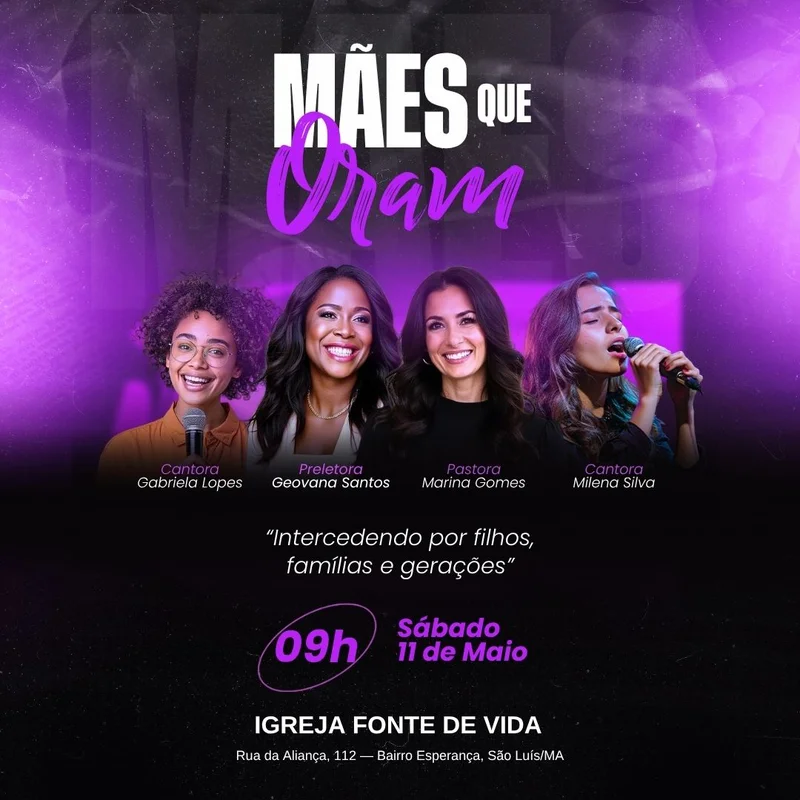 Mães que Oram | Eventos | Arte para Igreja Editável no Canva | Feed Mães que Oram | Eventos | Arte para Igreja Editável no Canva | Feed