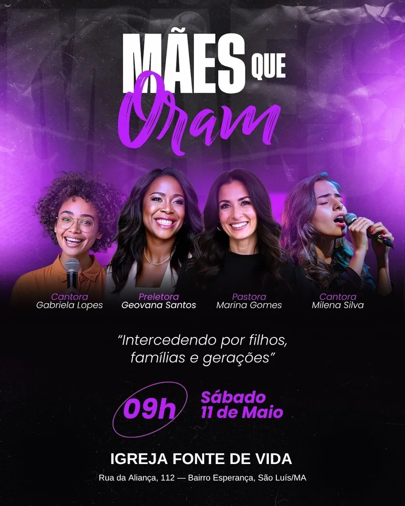Mães que Oram | Eventos | Arte para Igreja Editável no Canva | Cartaz Mães que Oram | Eventos | Arte para Igreja Editável no Canva | Cartaz