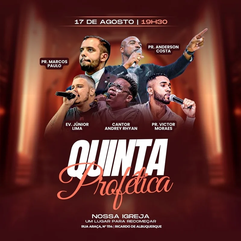 Quinta Profética | Eventos | Arte para Igreja Editável no Canva | Feed Quinta Profética | Eventos | Arte para Igreja Editável no Canva | Feed