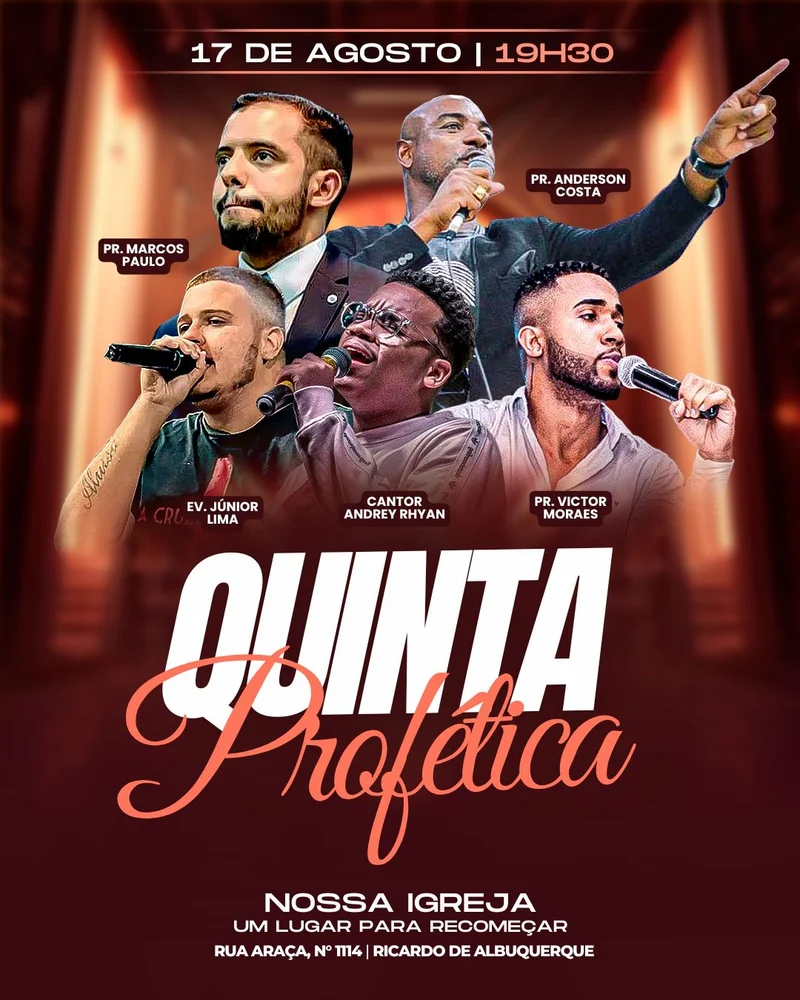 Quinta Profética | Eventos | Arte para Igreja Editável no Canva | Cartaz Quinta Profética | Eventos | Arte para Igreja Editável no Canva | Cartaz