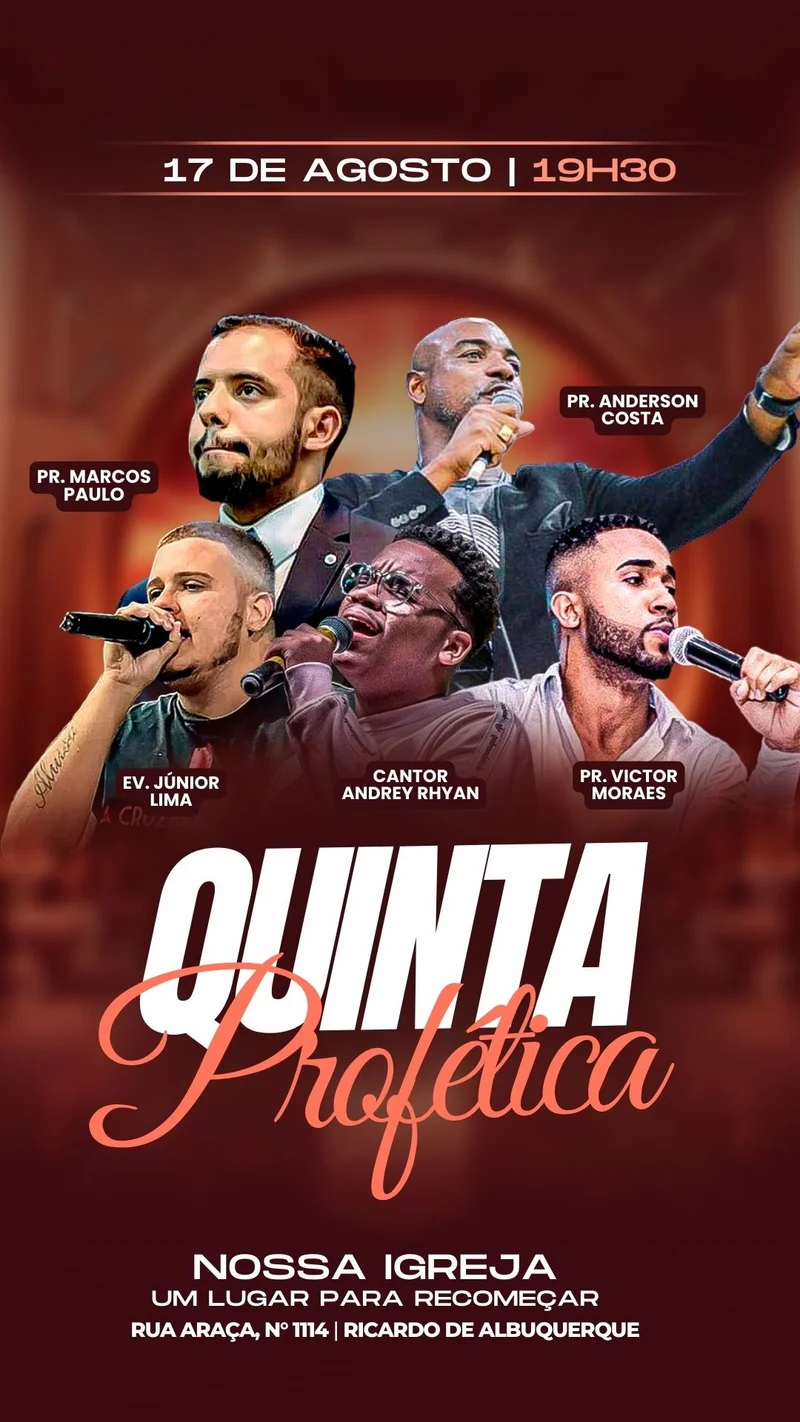 Quinta Profética | Eventos | Arte para Igreja Editável no Canva | Story Quinta Profética | Eventos | Arte para Igreja Editável no Canva | Story