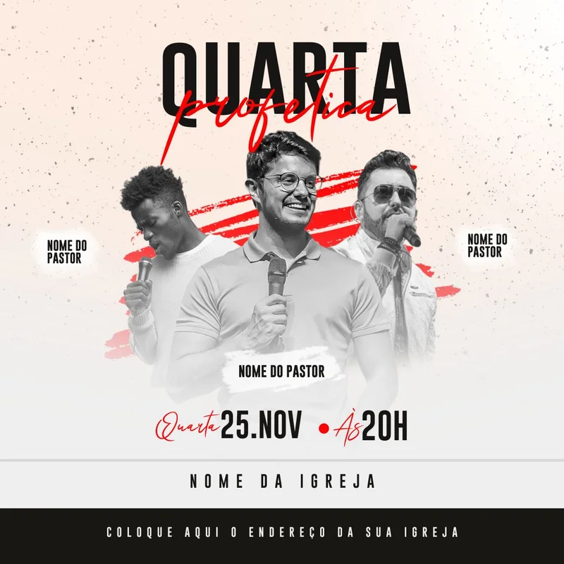 Quarta Profética | Eventos | Arte para Igreja Editável no Canva | Feed Quarta Profética | Eventos | Arte para Igreja Editável no Canva | Feed