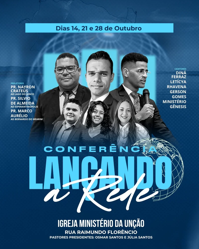 Conferência Lançando a Rede | Eventos | Arte para Igreja Editável no Canva | Cartaz Conferência Lançando a Rede | Eventos | Arte para Igreja Editável no Canva | Cartaz