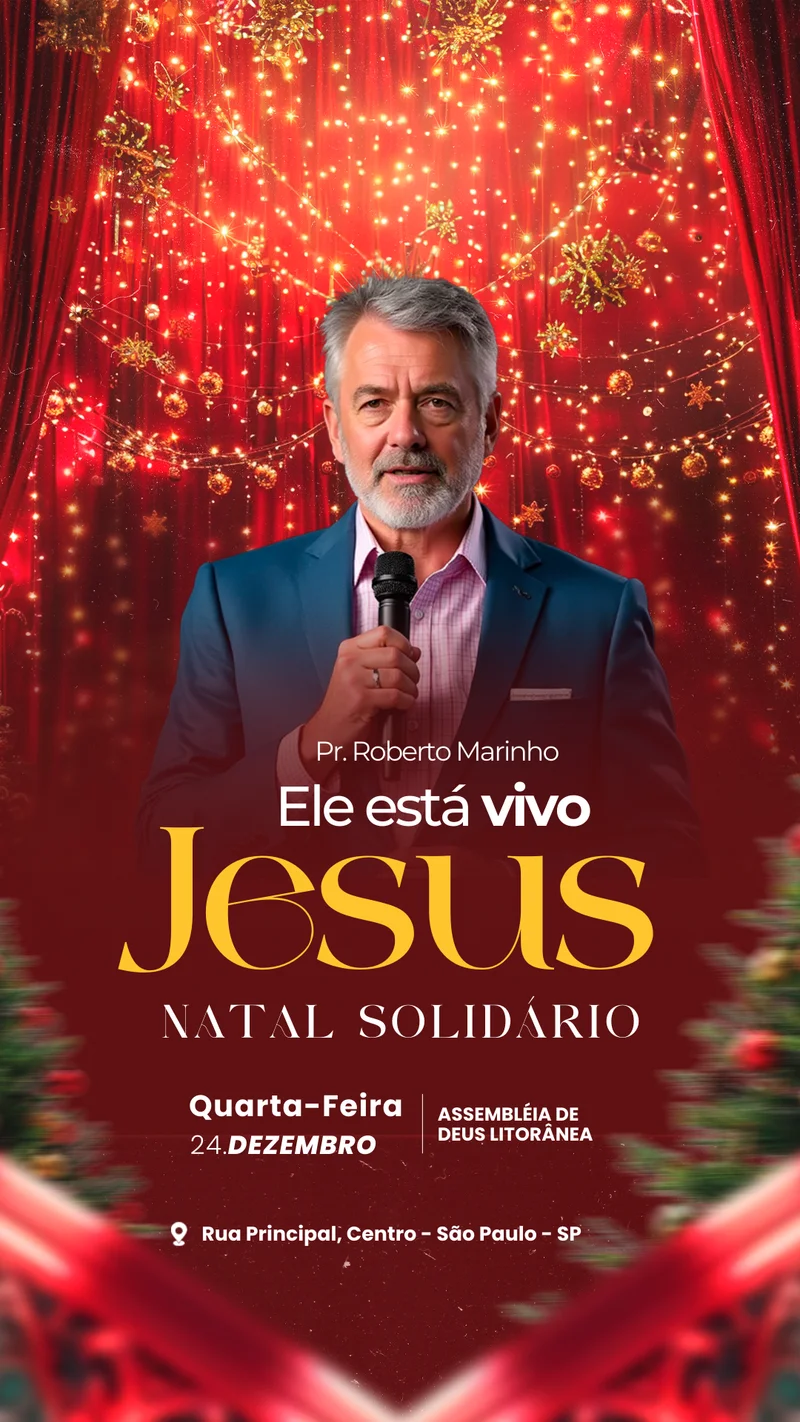 Evento de Fim de Ano I Ele está Vivo Jesus | Eventos | Arte para Igreja Editável no Canva | Story Evento de Fim de Ano I Ele está Vivo Jesus | Eventos | Arte para Igreja Editável no Canva | Story